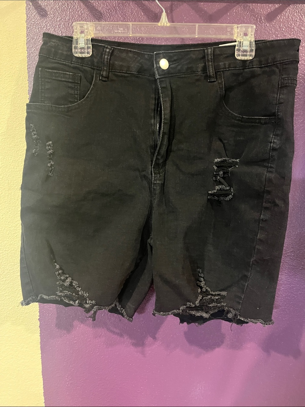 Black Distressed Women's Denim Shorts 30